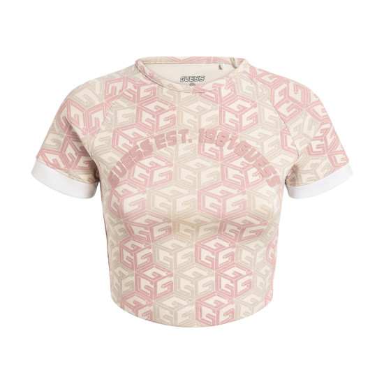 Guess Γυναικεία κοντομάνικη μπλούζα G-Cube Active Crop Top